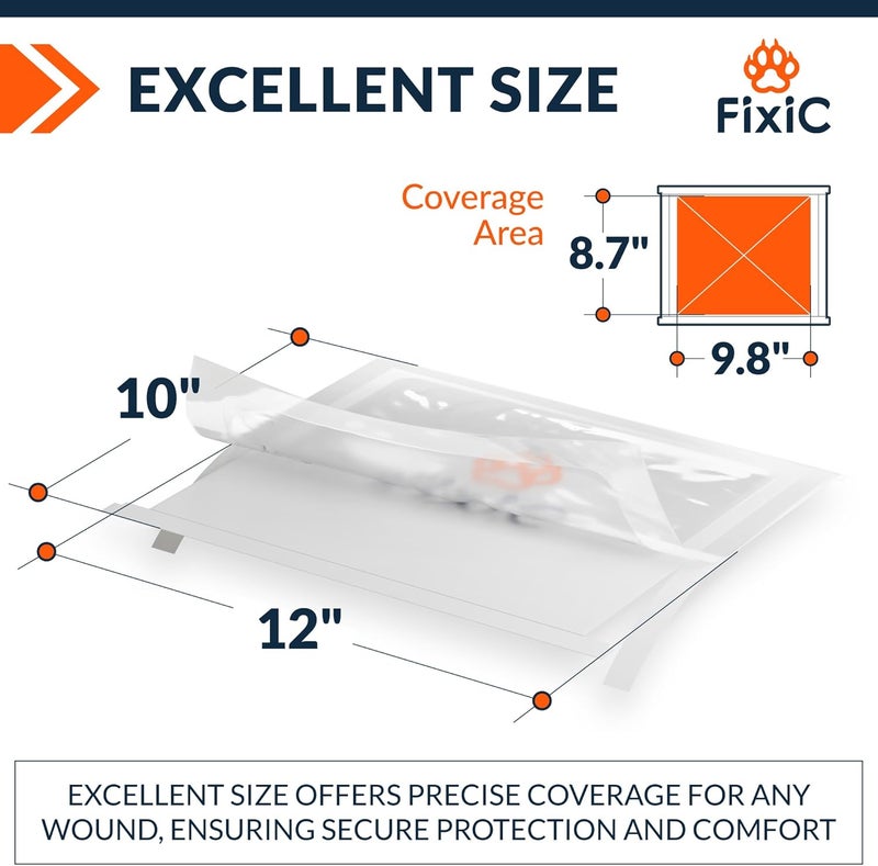 Fixic Transparent Film Dressing - 7 PCS Set, 10 x 12 in - Transparent Dressing to Cover Wounds - Waterproof Wound Cover for Showering - Premium Medical Tape - Image 3